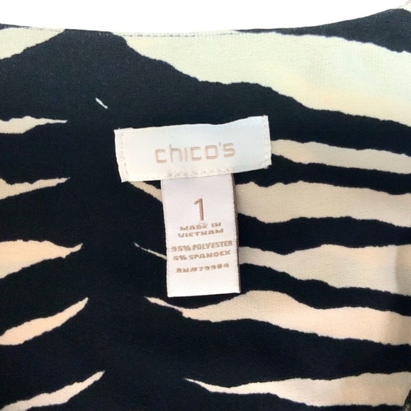 CHICO’S Zebra Print Sleeveless Maxi Dress Vee Neckline Beading Detail US Sz M - Picture 4 of 10